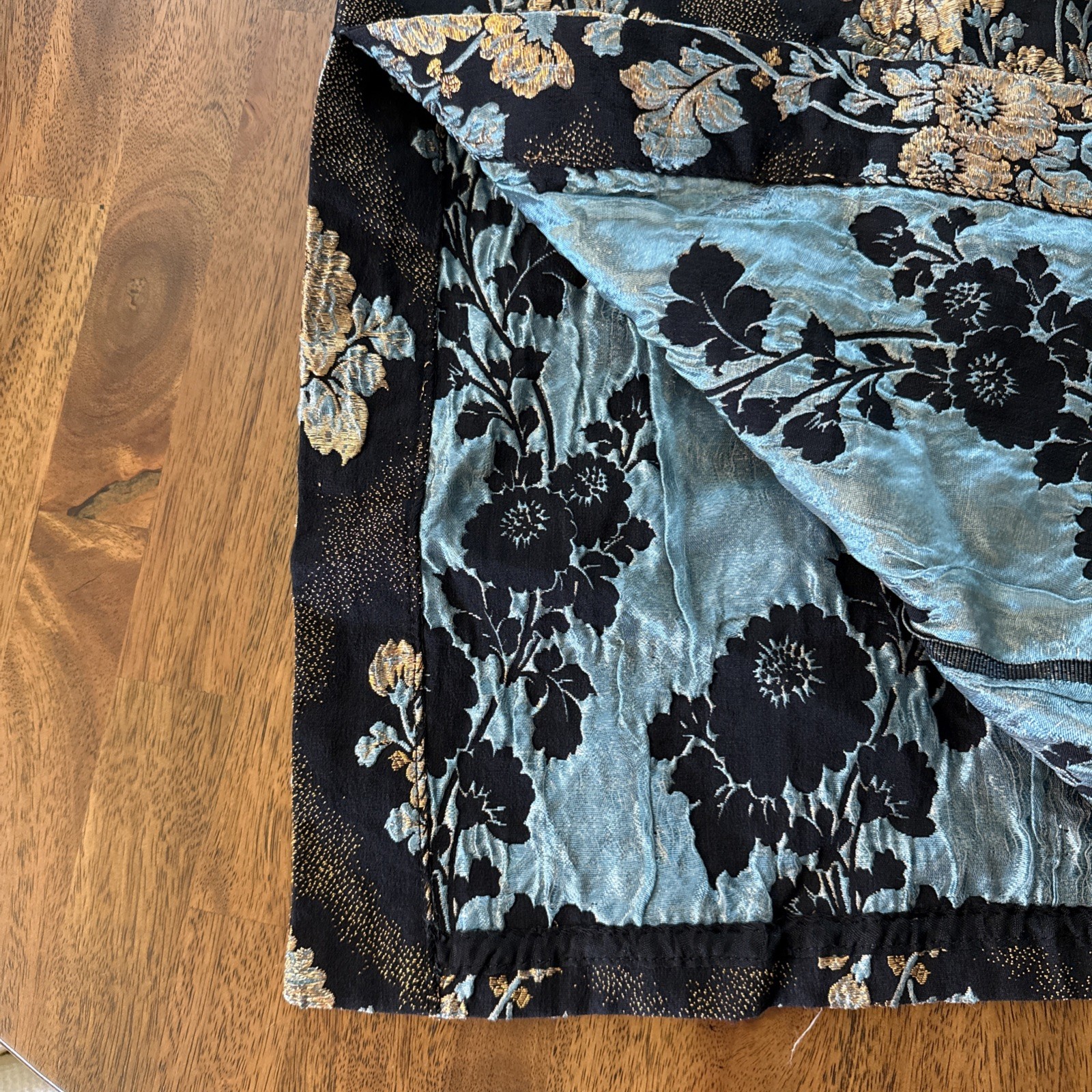 Vtg 1960s Linda of California Dress S Metallic Brocade Floral Cocktail Wiggle