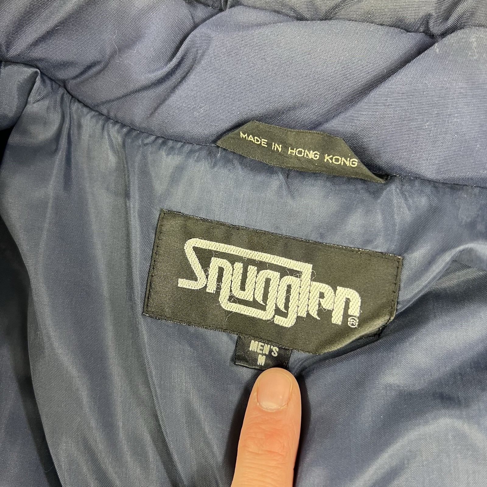 Vintage 80s Snuggler Ski Wear Jacket Mens Medium Blue White Red Stripe Retro