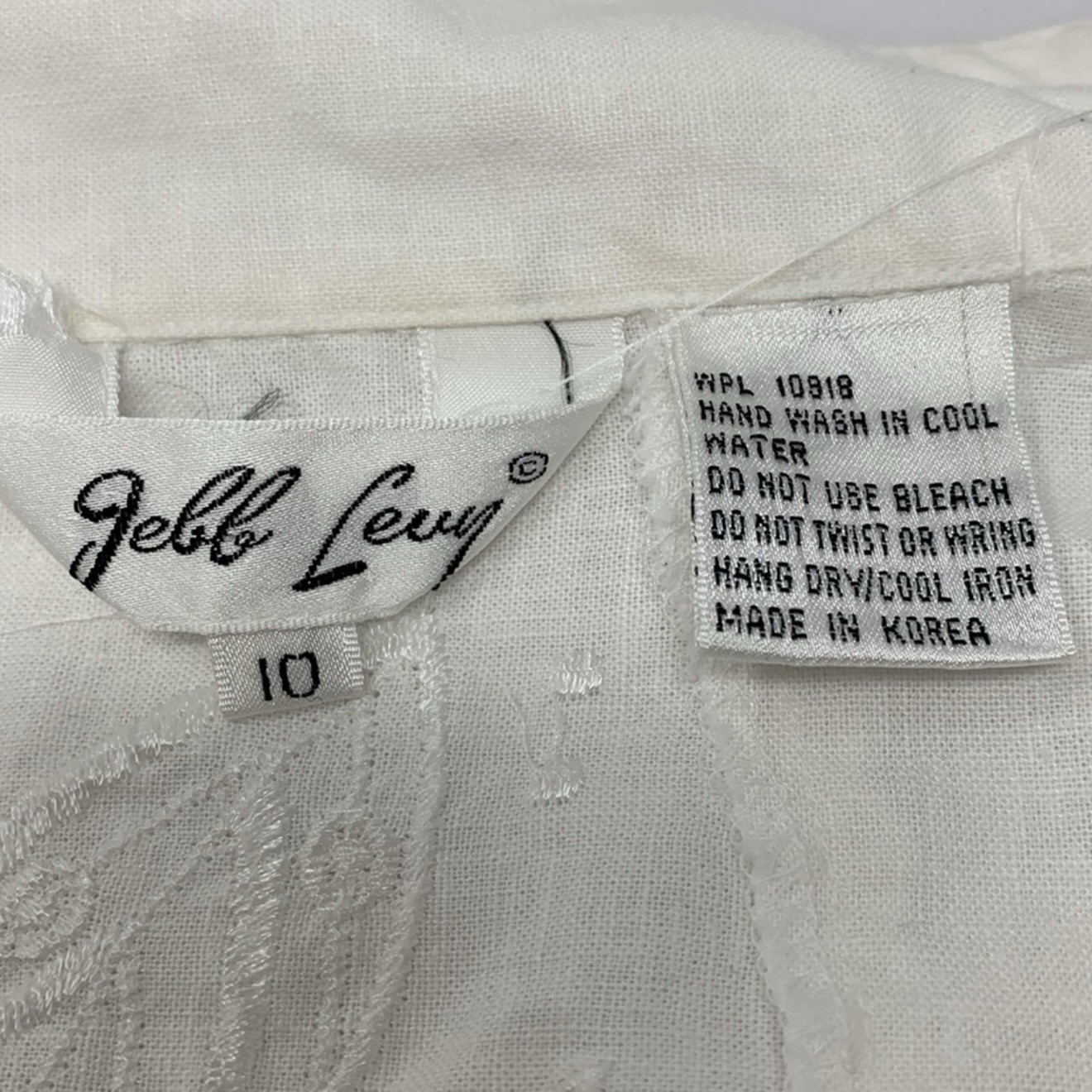 Vintage cottagecore 80s Jebb Levy white eyelet blouse size 10 linen cotton blend