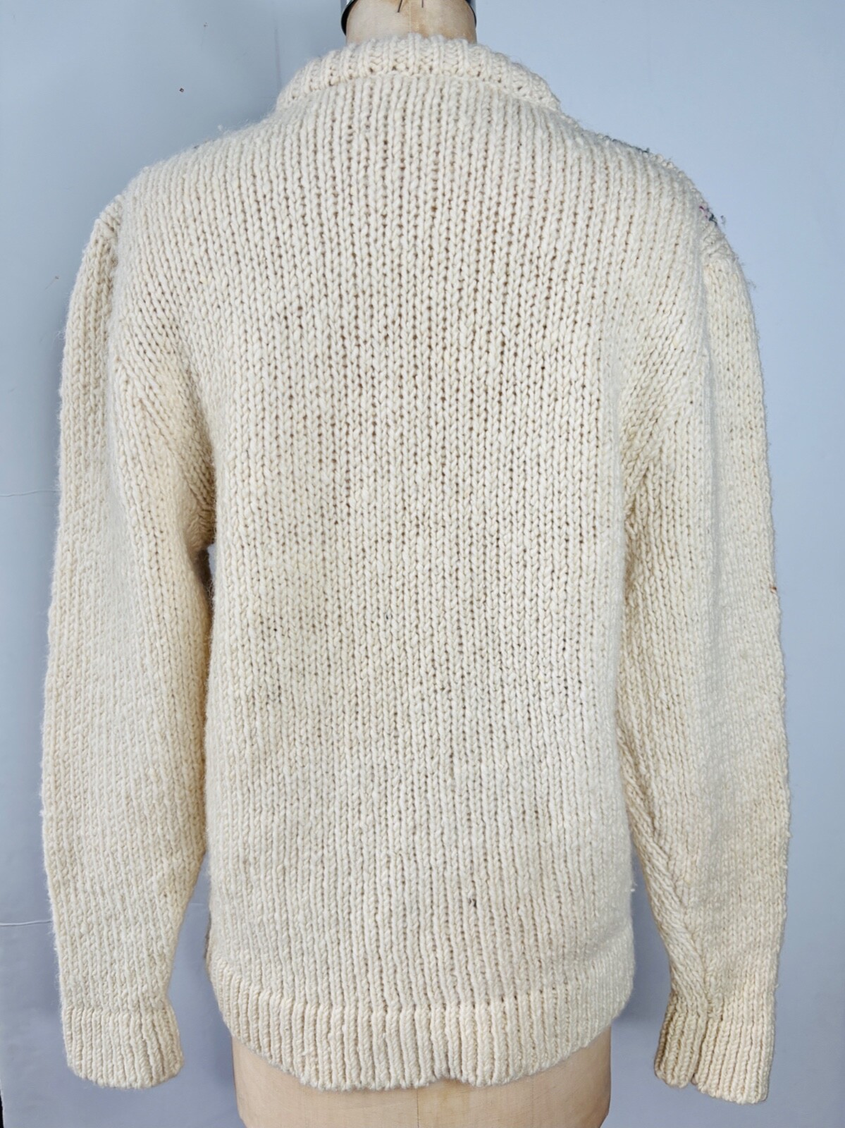 VTG GAELTARRA CREAM GRAY&TAN ARGYLE FISHERMAN HAND-KNIT IRISH WOOL SWEATER*W M/L