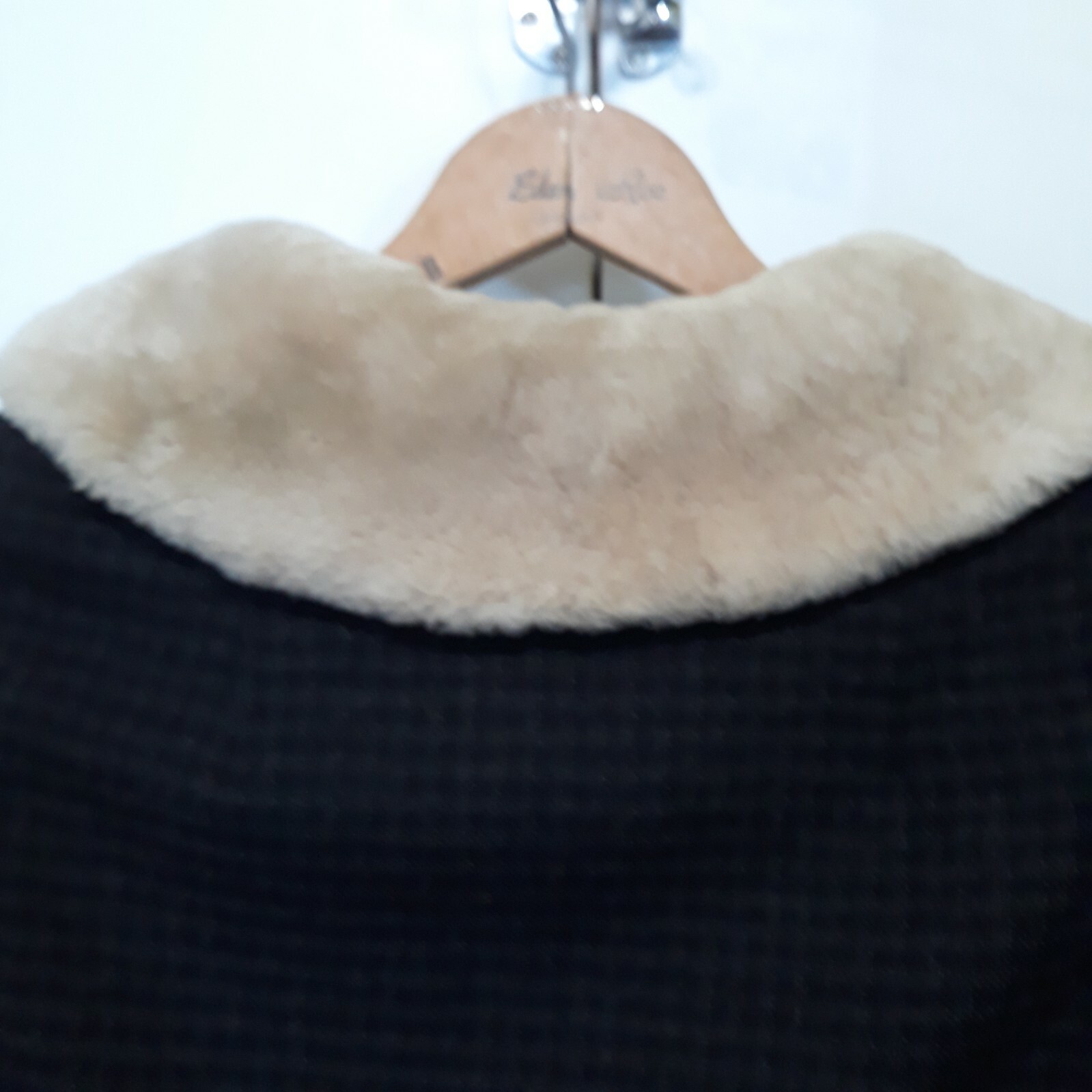 Vintage 1940s 100% Wool Black Br. Womans Beige Beaver Collar Jacket Skirt SUIT 4