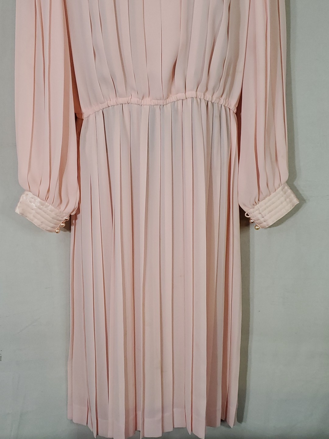 Vintage 60s 70d Liz Petites Dress Women’s Size 10 Pleated Pastel Pink Read