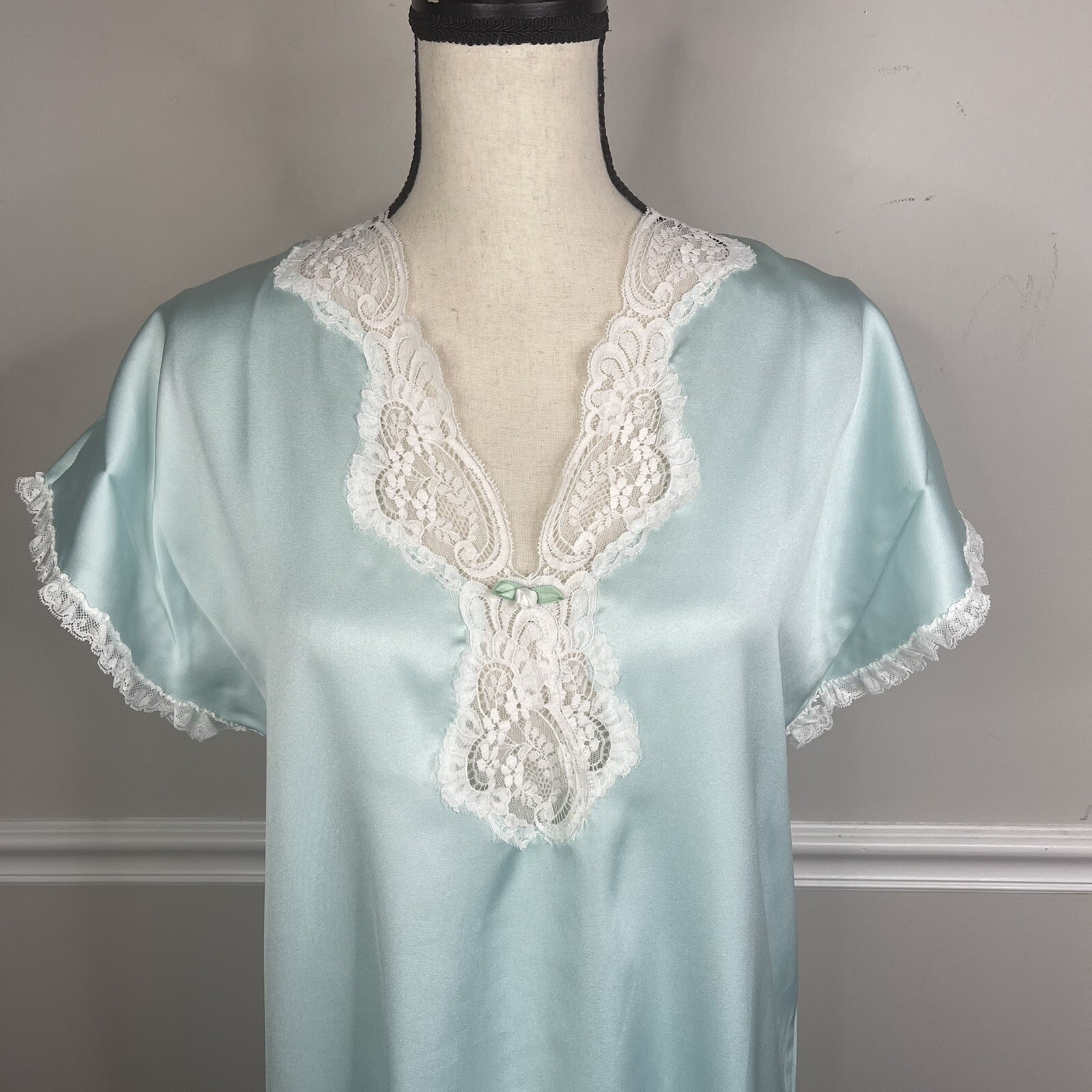 Vintage Sears Nightgown Nightie baby blue M 12-14 cottage Core sexy nightgown