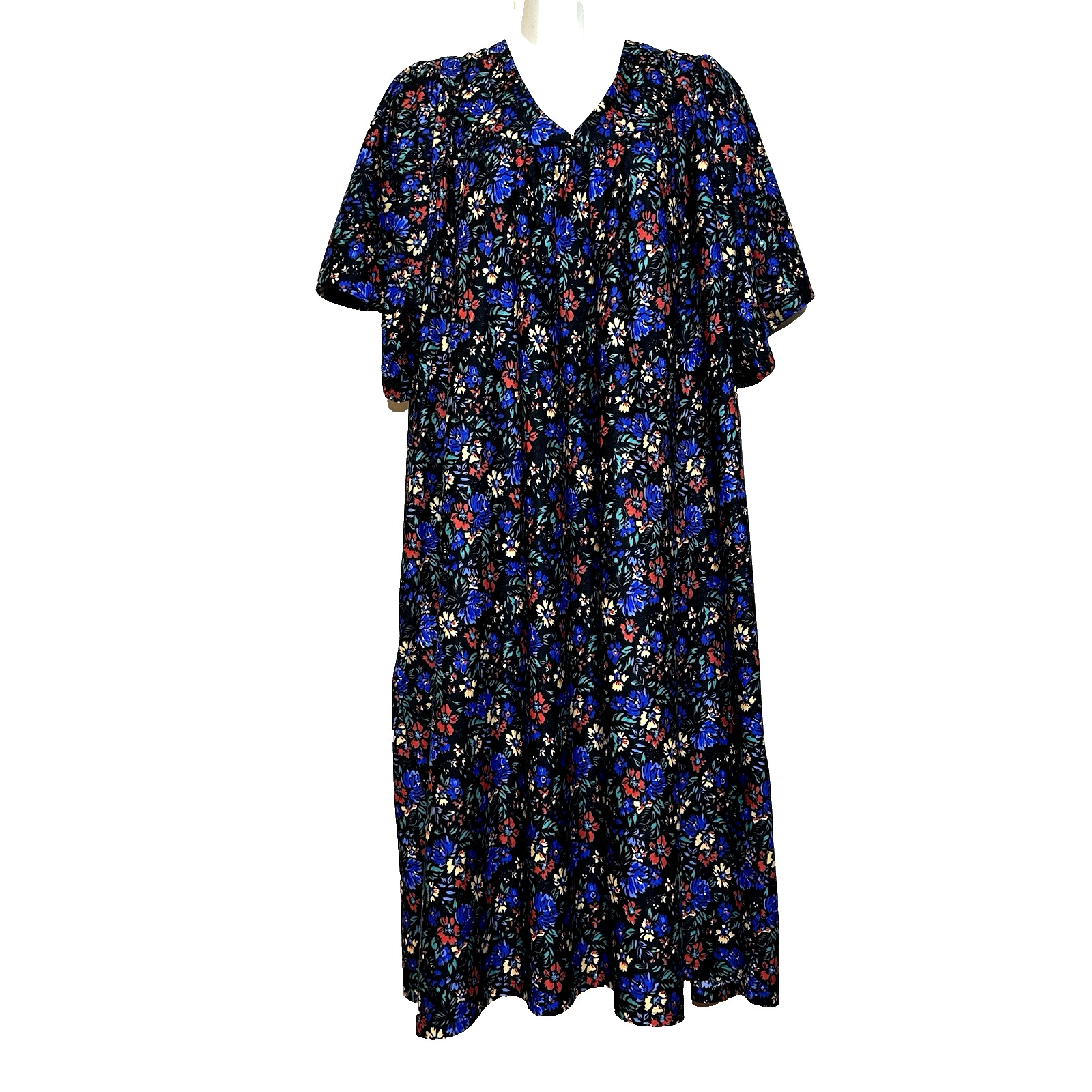 Vintage Floral Trapeze Lounge Boho Retro Muumuu MuMu Kaftan Women’s House Dress