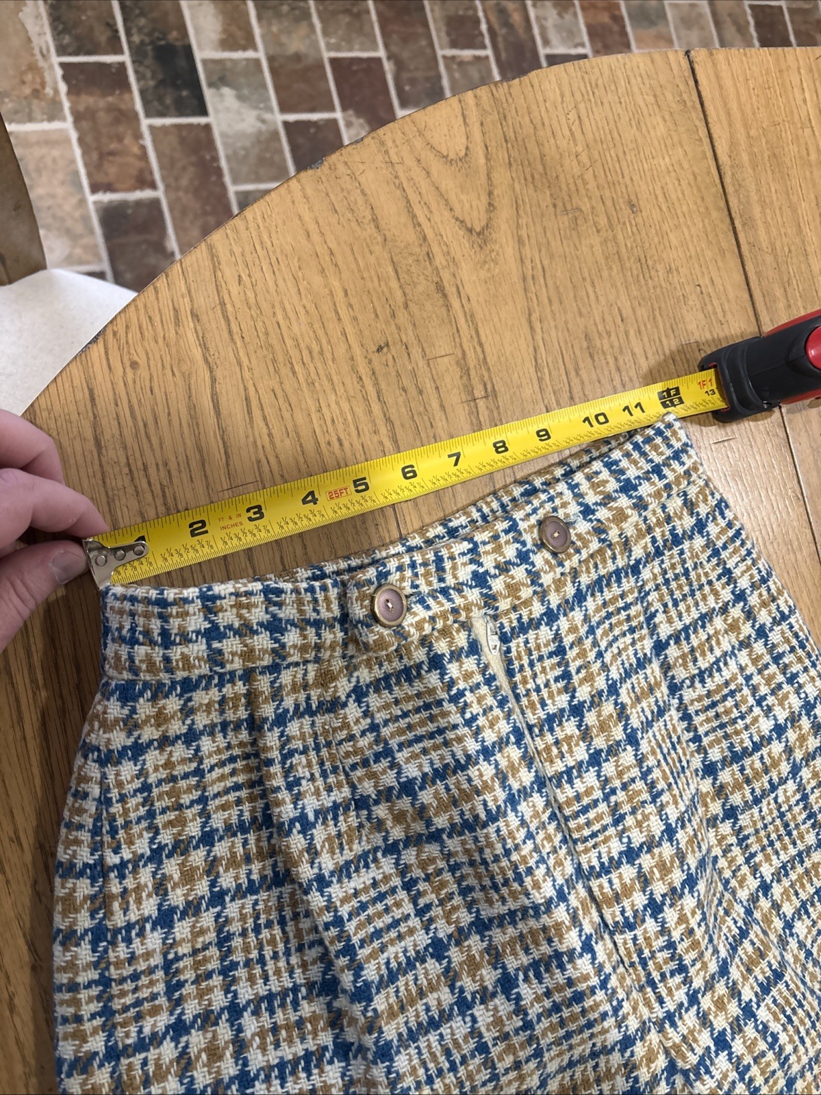 1970s Wool Houndstooth Tweed Plaid Women’s Pants Size 10EU Retro Cool!