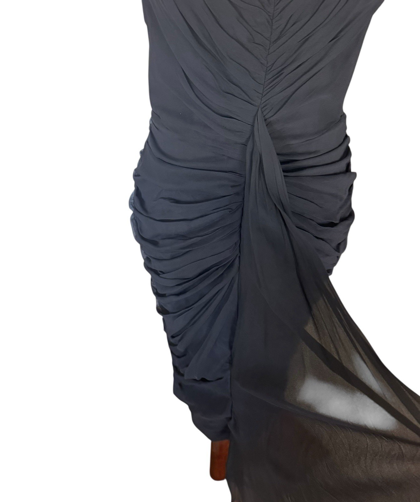 Vintage 50s 60s Black Chiffon Sleeveless Evening Cocktail Wiggle Dress Dessés S