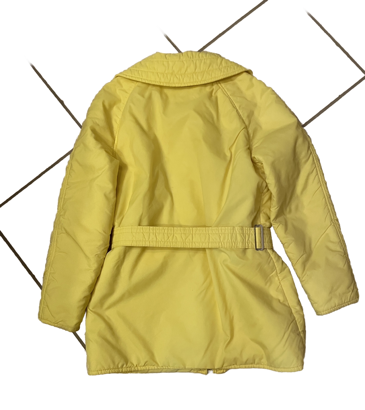 Vintage Roffe Belted Ski Jacket Coat Women’s Medium Small Bright Yellow Hip Mod