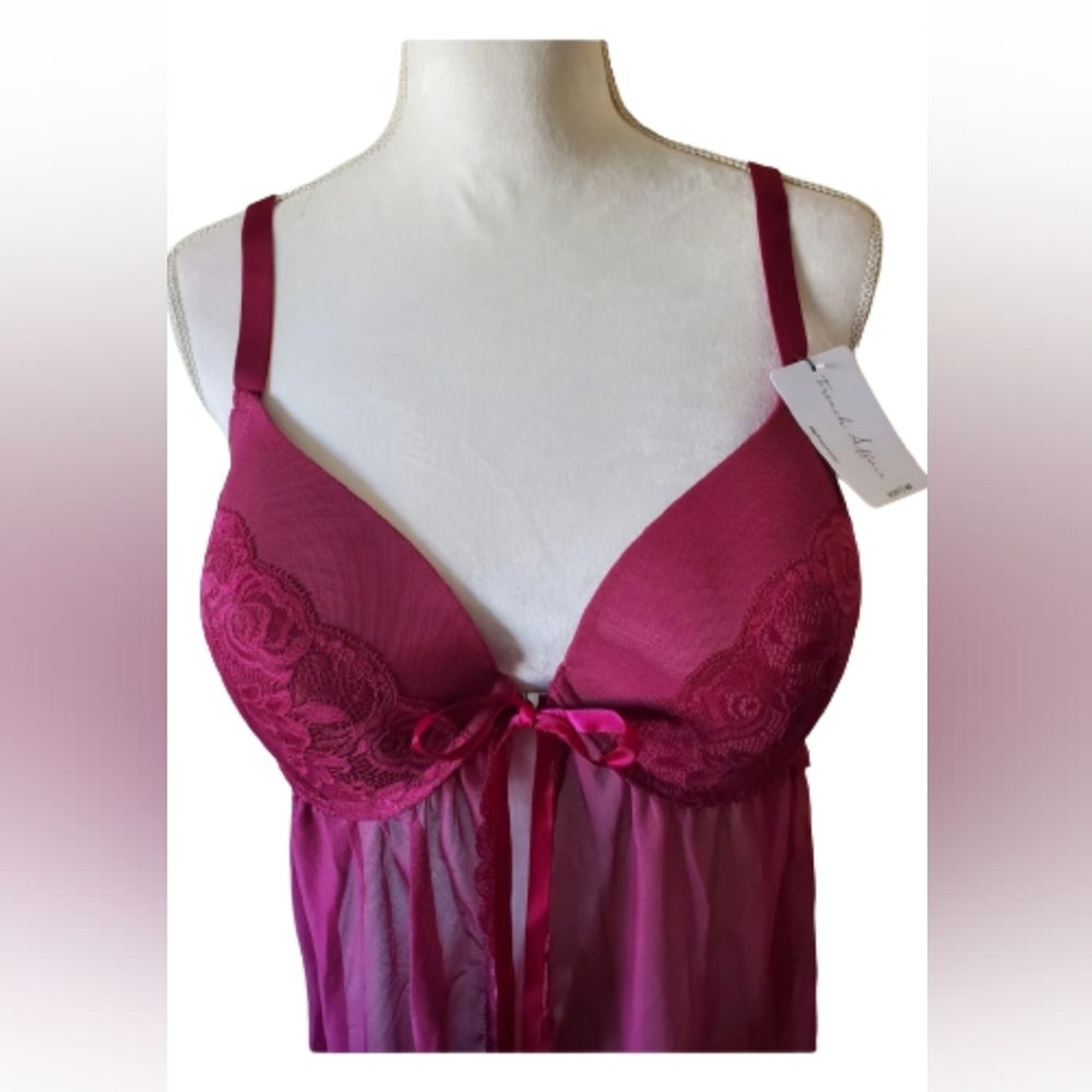 NWT French Affair Women’s Plus 3X Babydoll Set Lingerie Sheer Lace