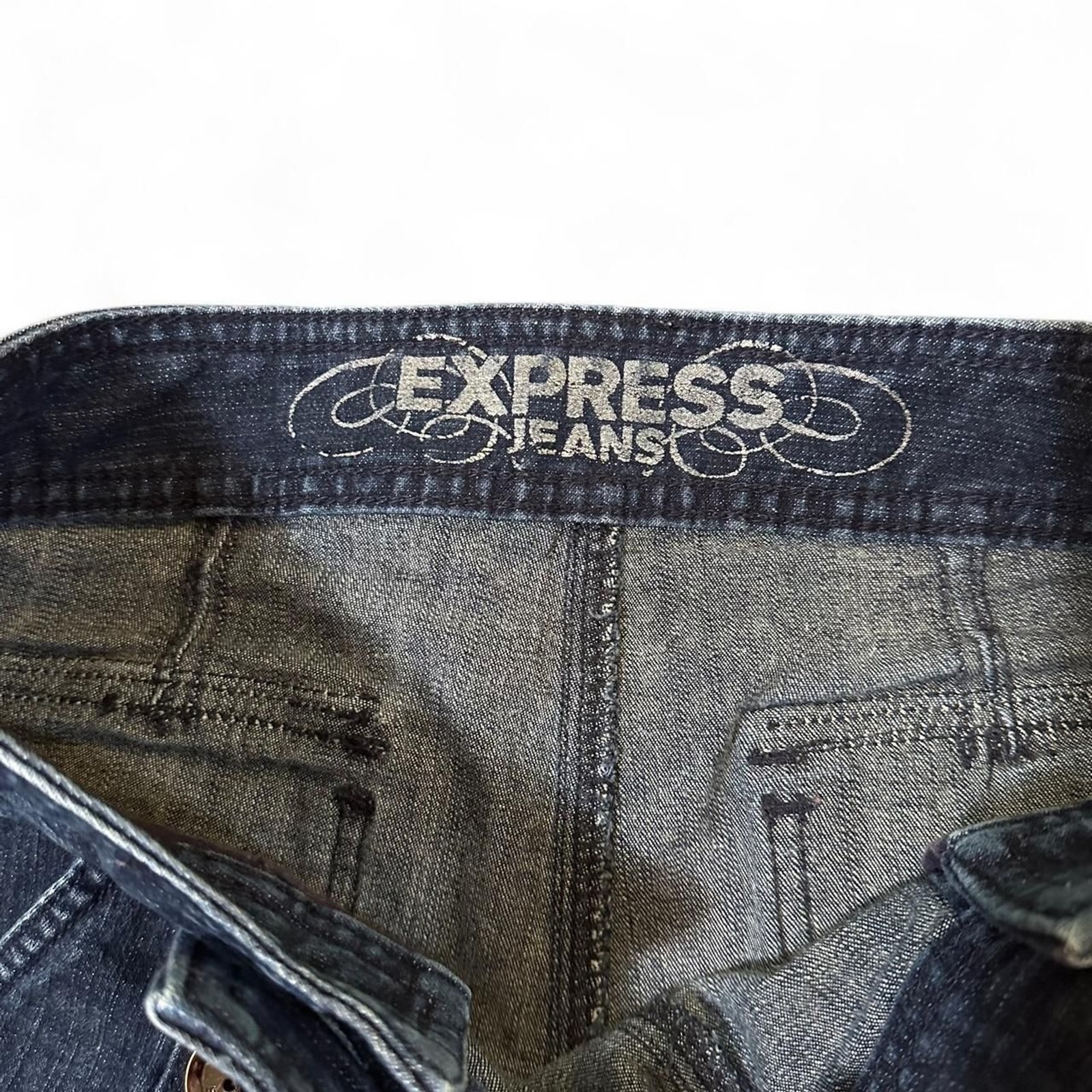 Express 2011 Navy Nautical Double Button Micro Mini Denim Shorts