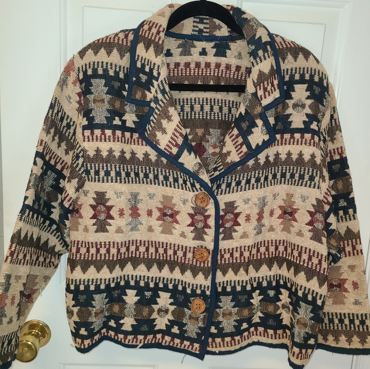Tapestry Aztec Western Jacket Baja Women’s Large 3 Wood Button