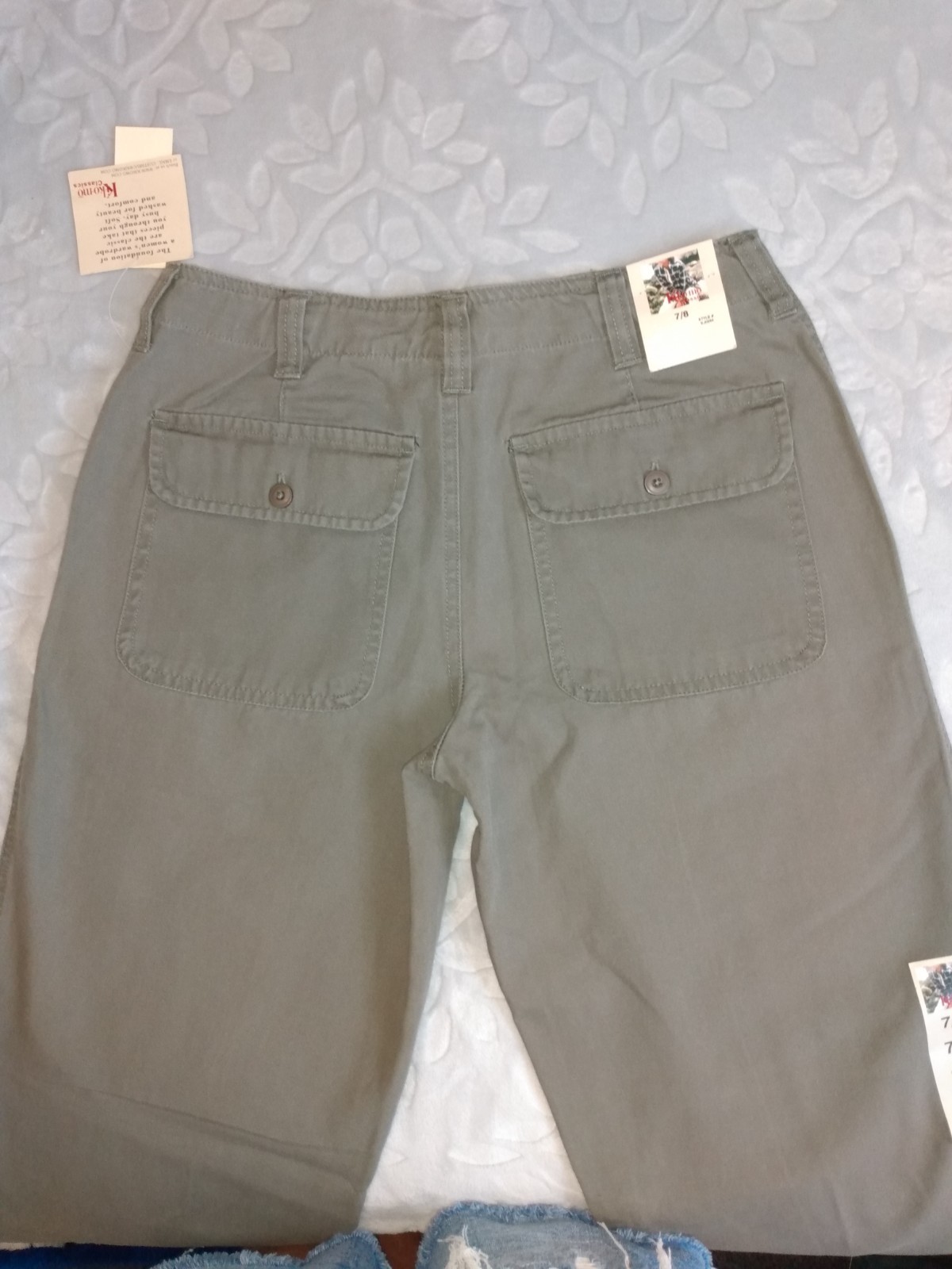 NOS KIKO-MO Classics Women’s 7/8 Olive Utility Denim Pants/Jeans 32×31. Flaw Y2K