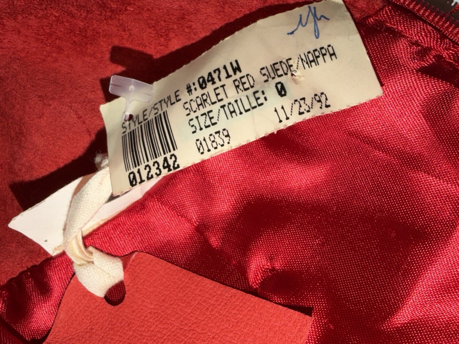 VTG 90’s Leather Ranch Red Mini Suede Cocktail Dress Padded Shoulders Sz 0 NWT