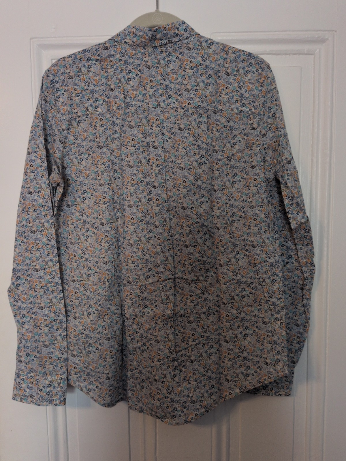 Vintage GAP Blue Ditzy Flower Long Sleeve Button Up Shirt V Neck Size M Tall