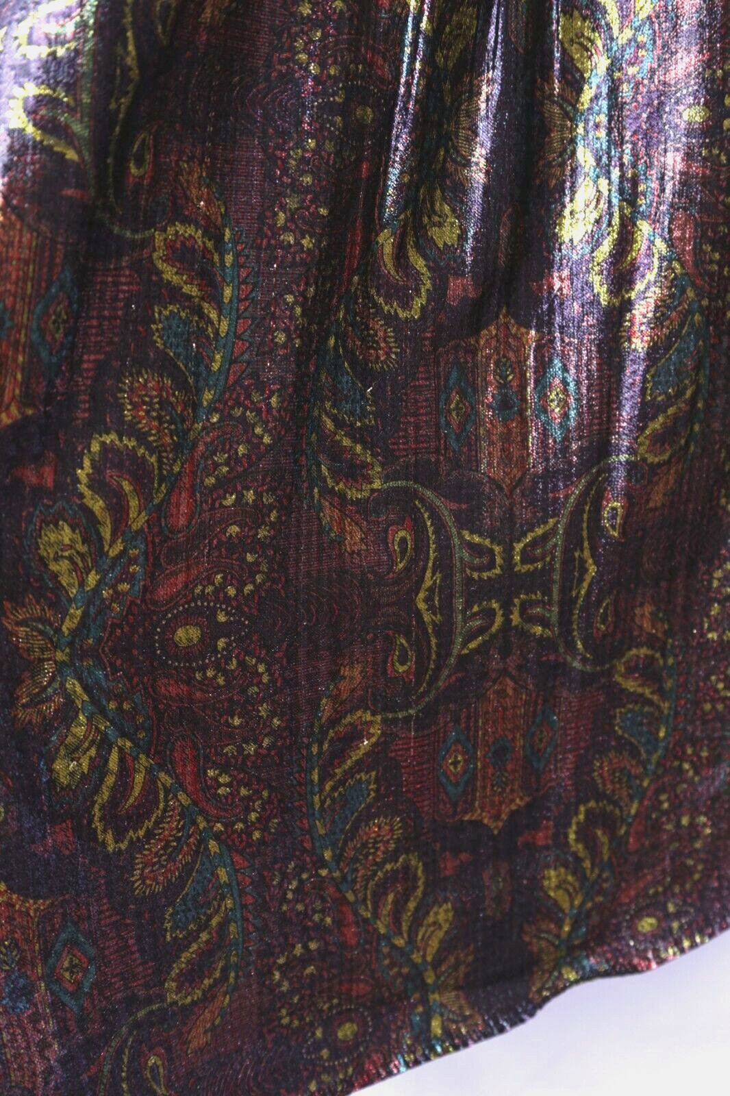 VGT Year Of Metallic Iridescent Paisley Disco Shirt Christmas 90s GLAM Shiny M/L