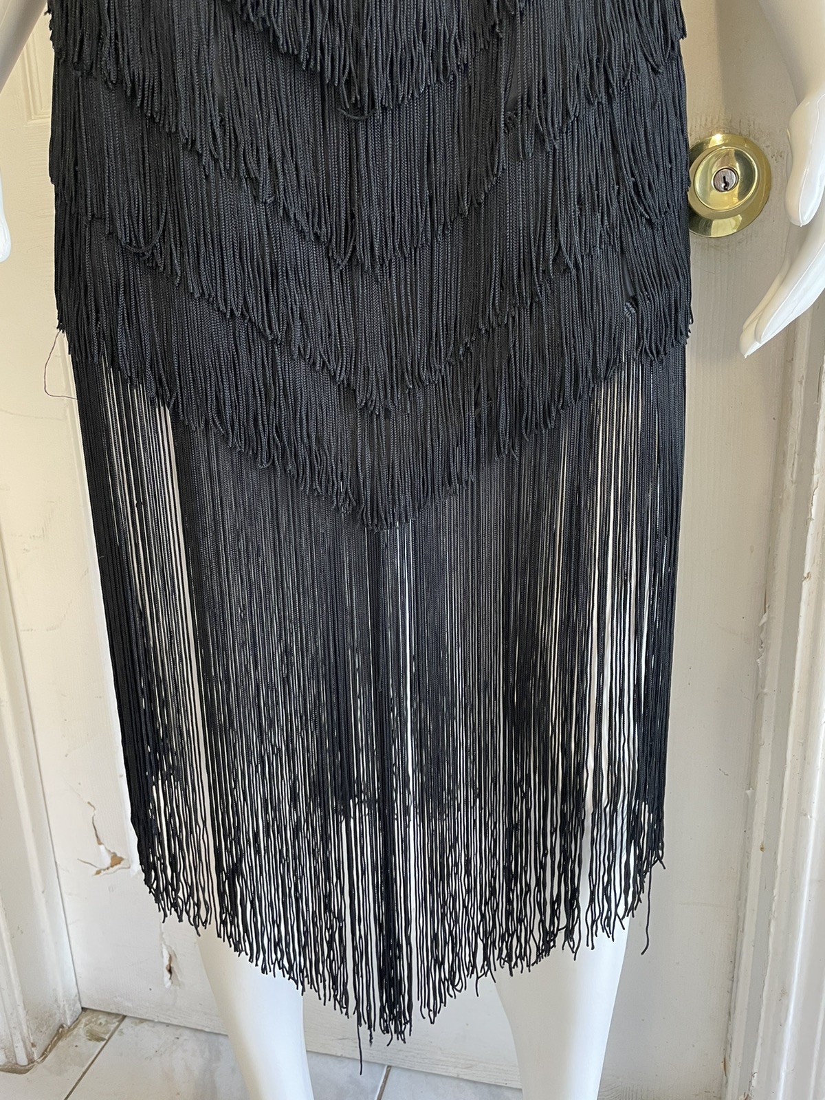 Vintage 80s TD4 by Electra Fringed Flapper Black Classic Dress Size 3/4 8