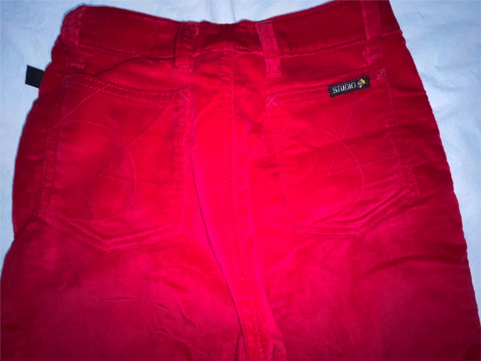 VTG 70S 80S WOMENS 25 X 32 STUDIO 54 DISCO RETRO RED VELOUR FASHION JEANS PANTS