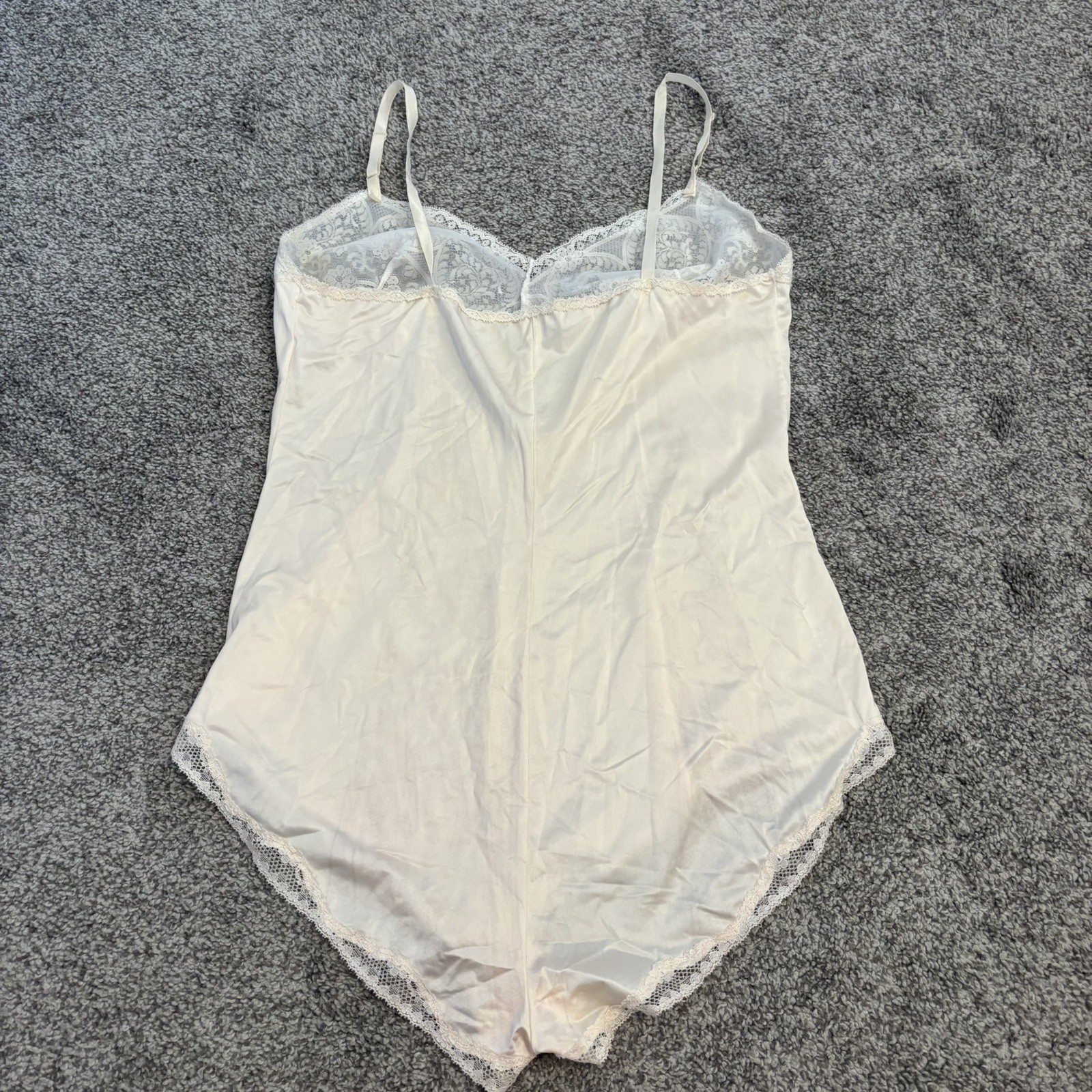 Vintage WONDER MAID NYLON Romper Bodysuit Teddy Lace Chiffon Bridal ~34