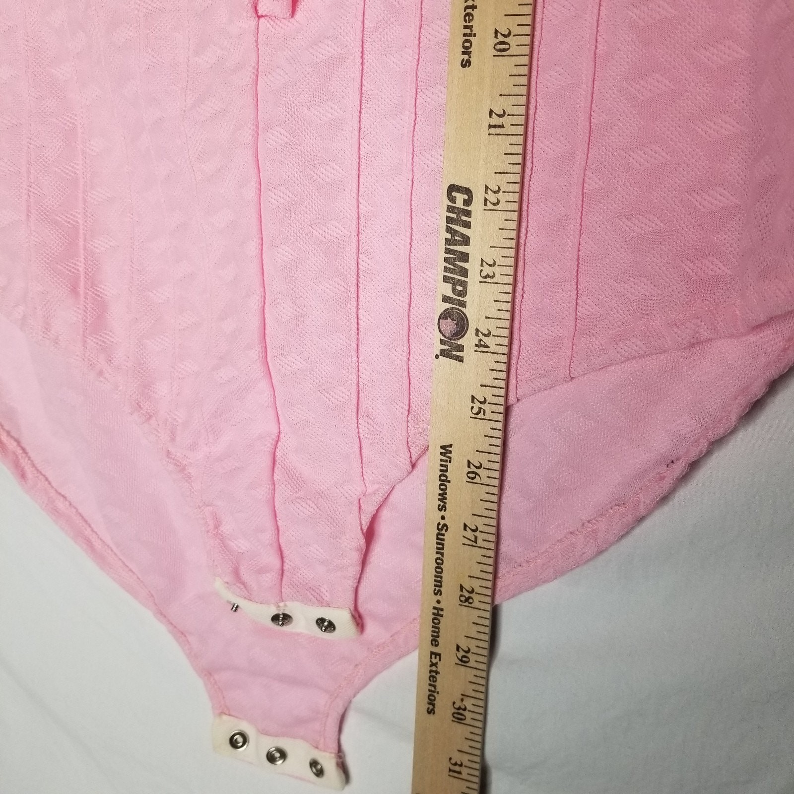 Vtg 70s Pink Pintuck Long Sleeve Bodysuit Blouse Large Pointed Collar Shirt