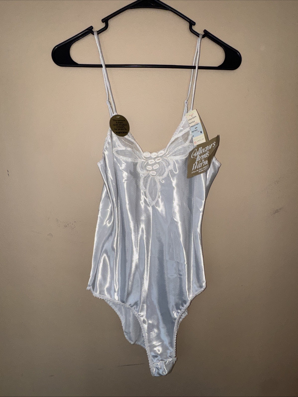 VTG Warner’s M Lingerie Teddy White Satin Collectors Item Bodysuit Snaps NWT
