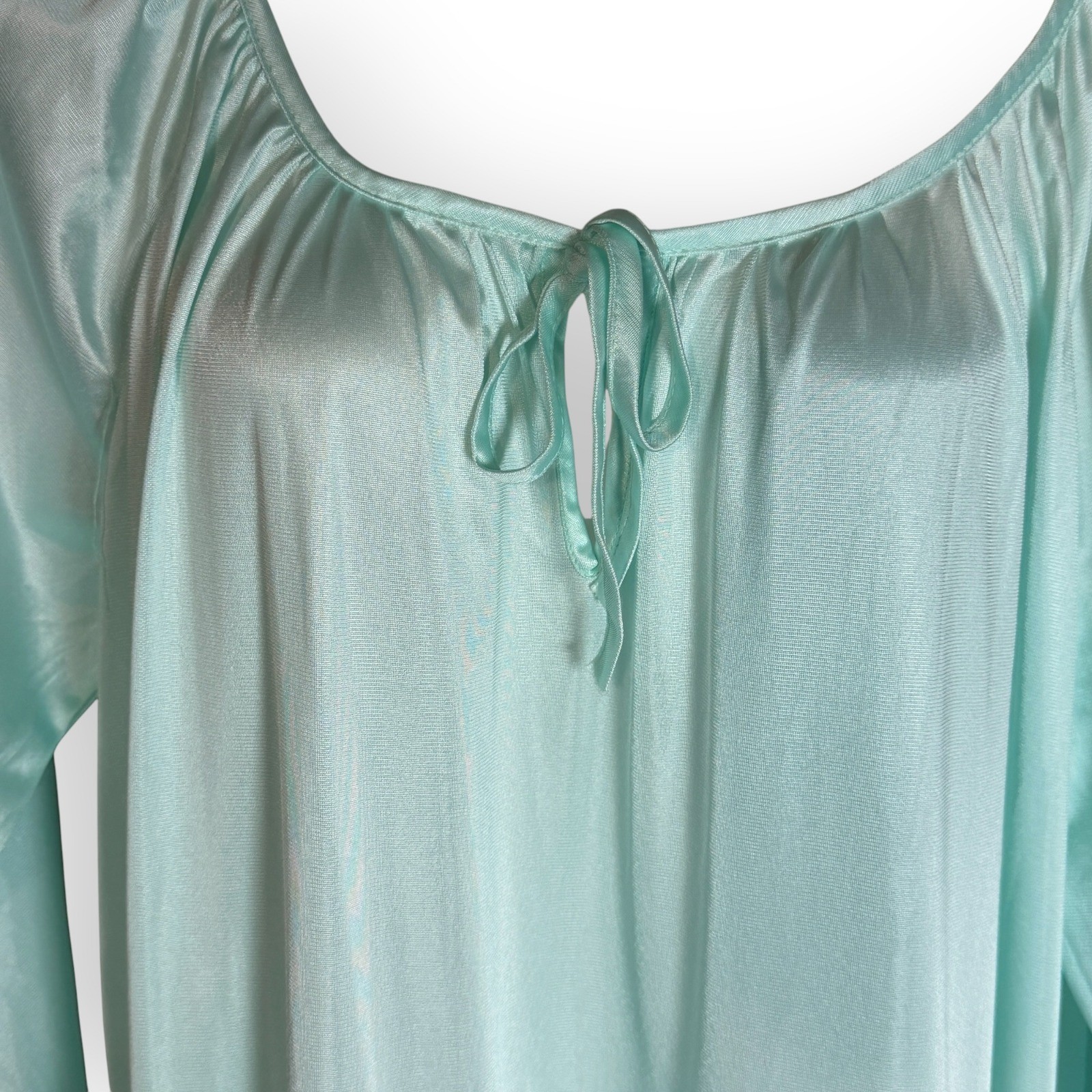 Anthony Richards Vtg Mint Aqua Green Nylon Nightgown Long Sleeve Large USA Trad