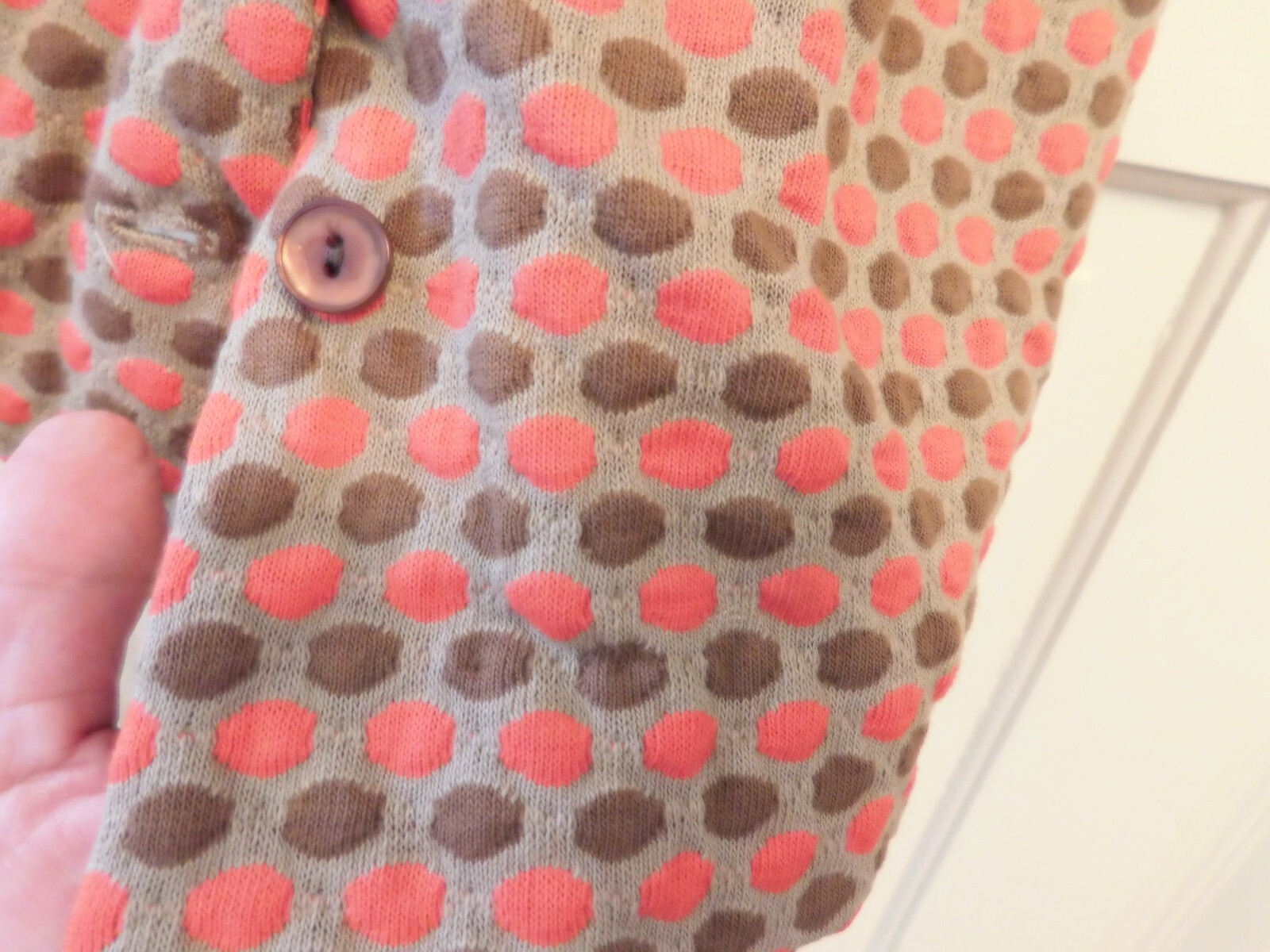 Vtg FAB Dress 60’s Button Front Bennett of Miami Brown Orange Polka Dot Belt S