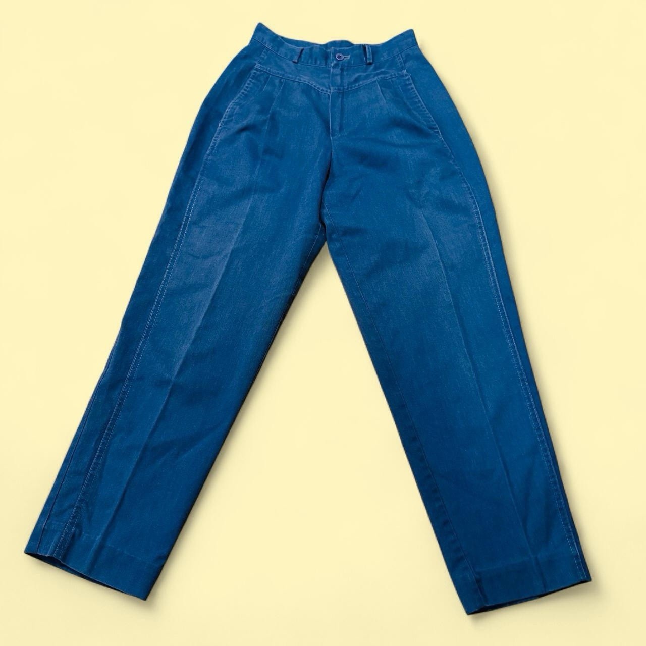 Vintage 80s Balloon Pants Preppy Blue Pleated High Rise Mom Trouser Petite XS