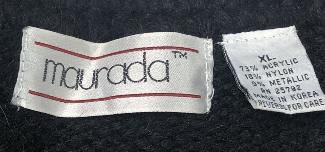Maurada Sweater Geometric Glitter Gold Black White Woman Size XL Elegant