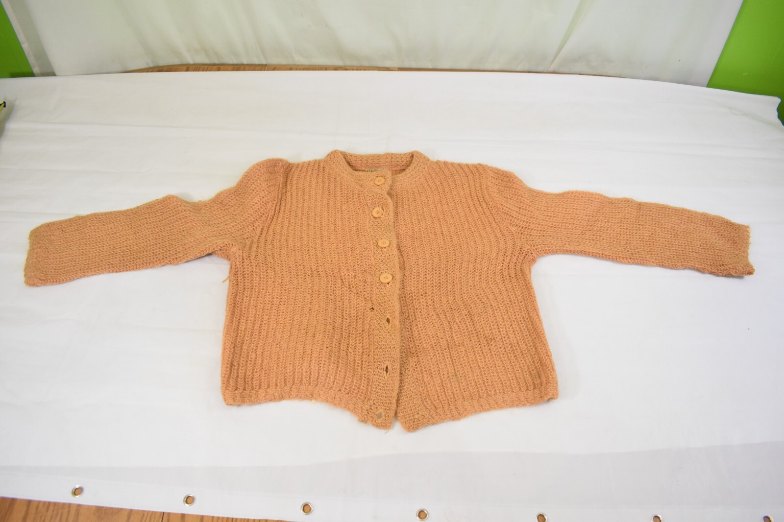 VINTAGE Sweater Womens L Tan Brown Lambs Wool Angora Mohair 80s Majestic
