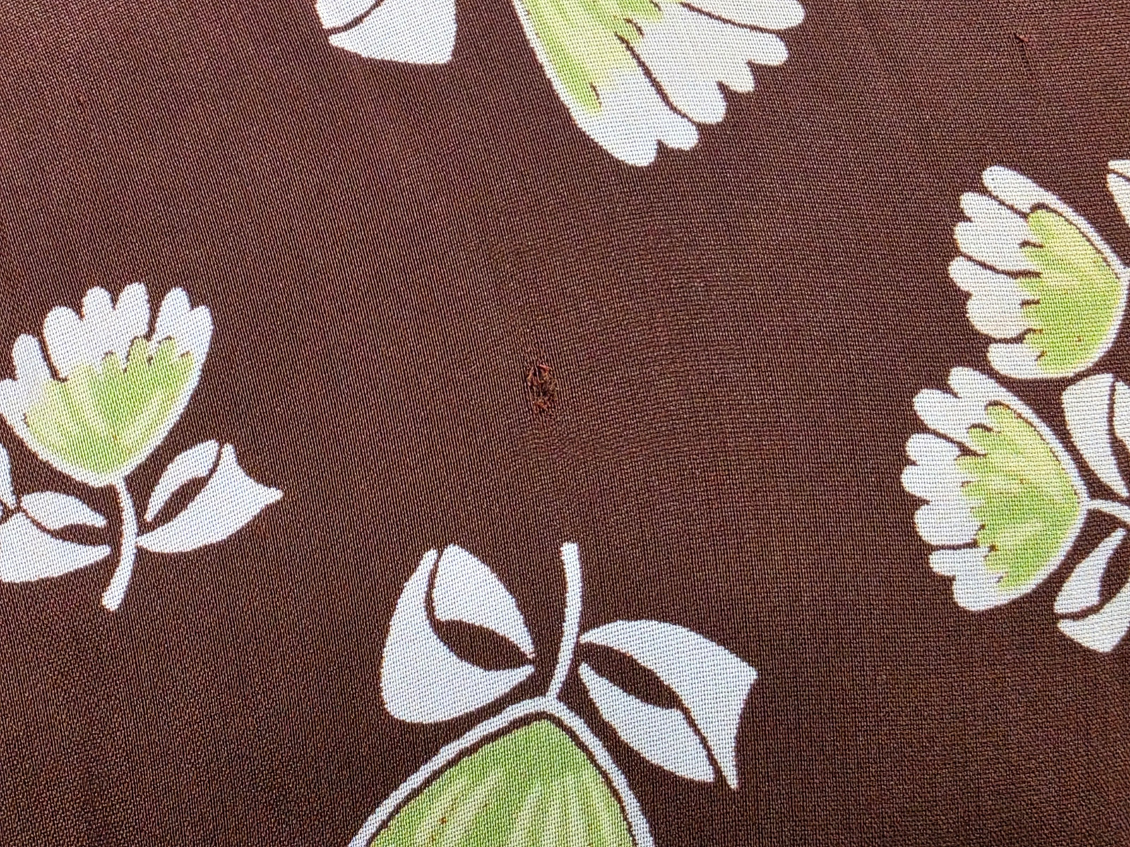 Vintage 1930s 1940s Brown Peplum Dress Flower Print Tulip Novelty (34″ waist)