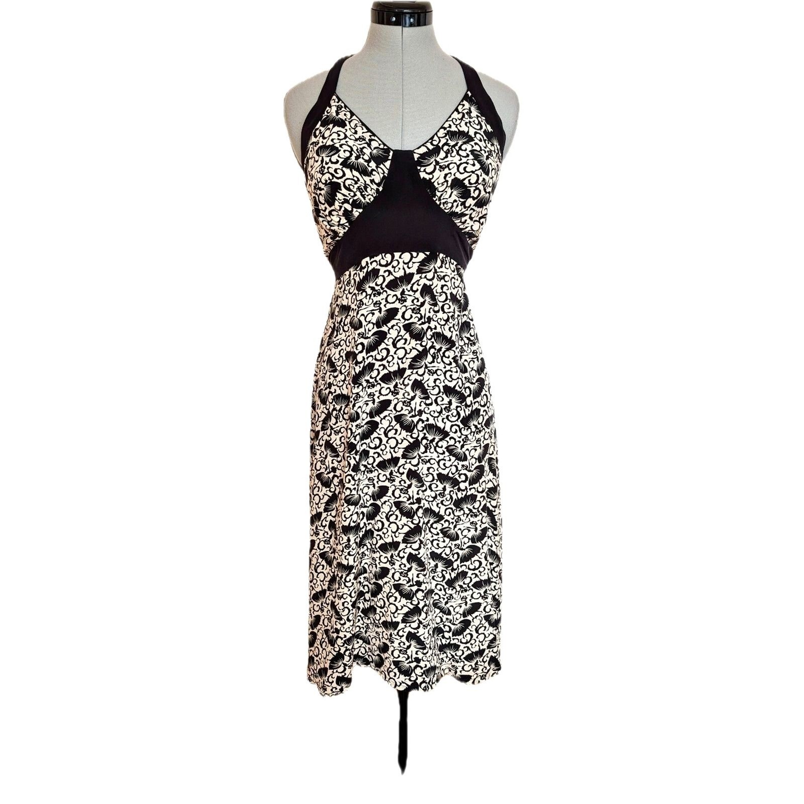 VTG Trashy Diva ASO Sophia Bush „Stay Alive” Dancer Print Silk Halter Dress Sz M