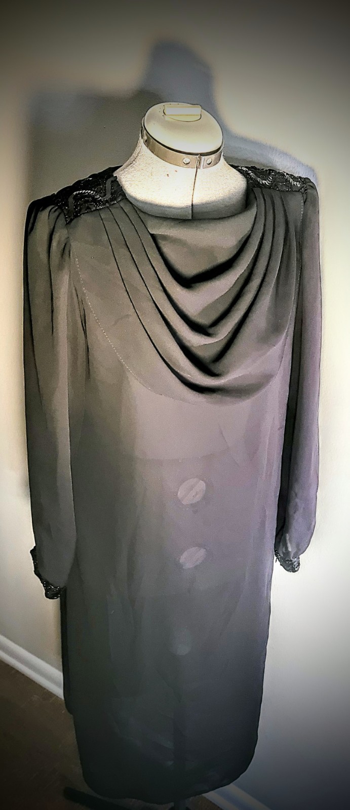 Vintage Toni Todd Black Draped Tunic / Dress Size M