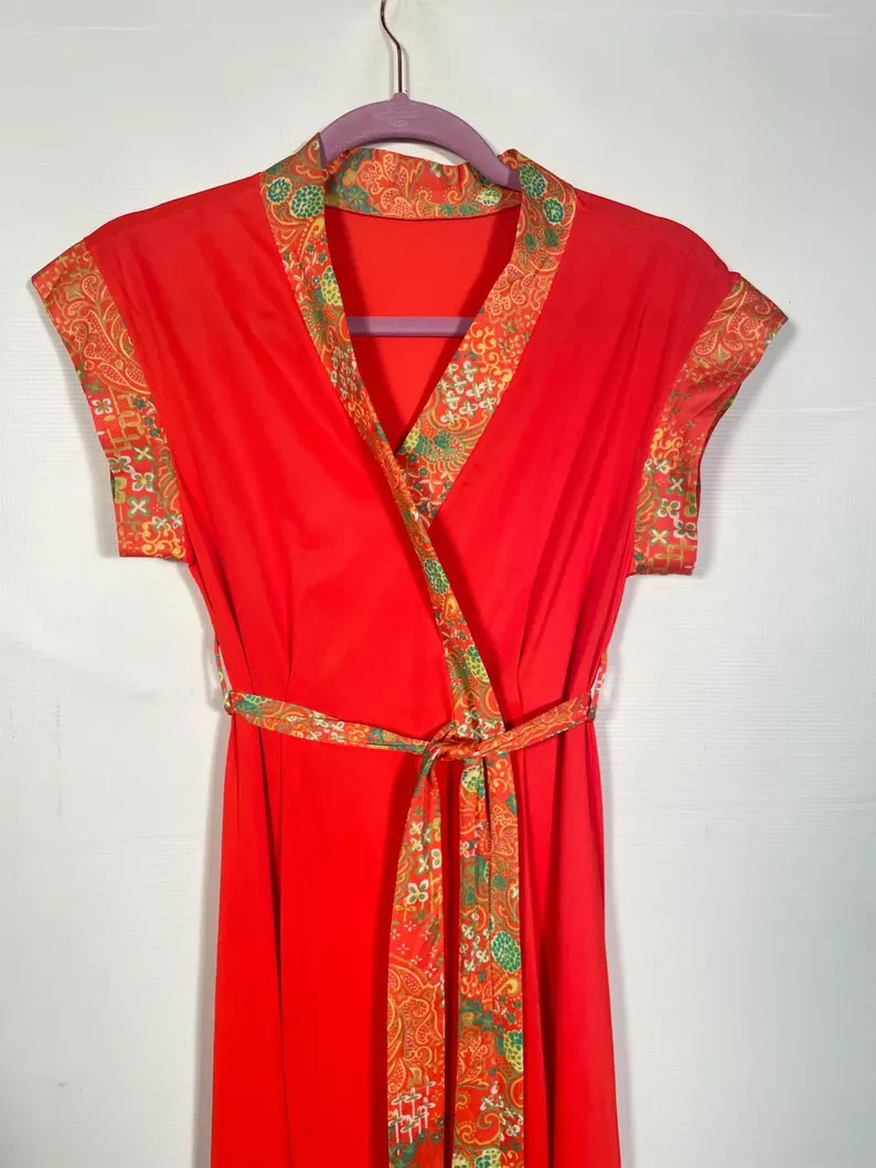 Vintage 1970s Asian Inspired Loungewear Dress Size S