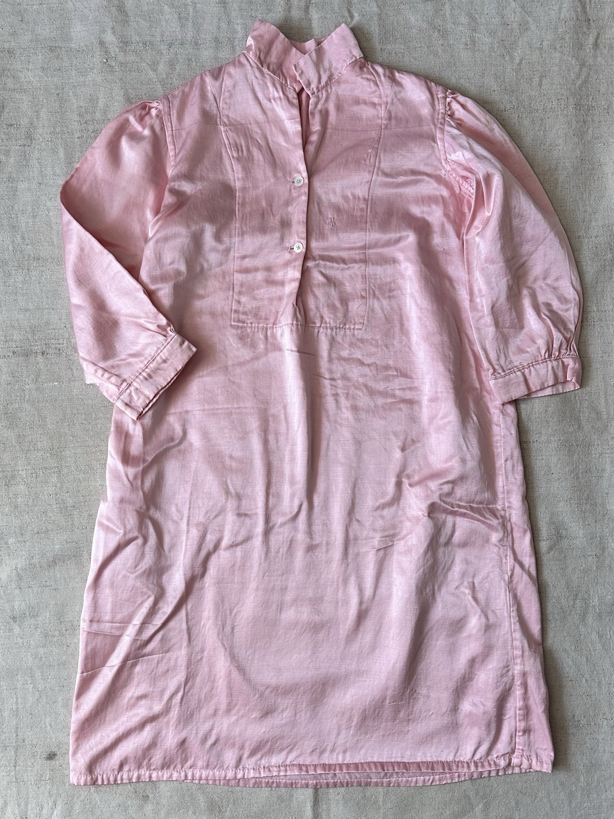 Early 1900s French Pink Satin Chemise Dress Women’s S M L