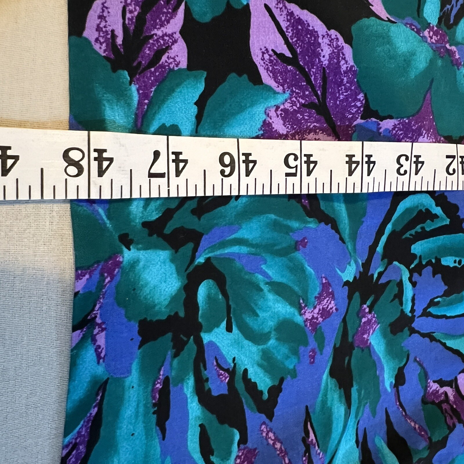 Sally III Vgt Dress 1980 Size 24 Black Teal Purple Floral Rayon Button Front