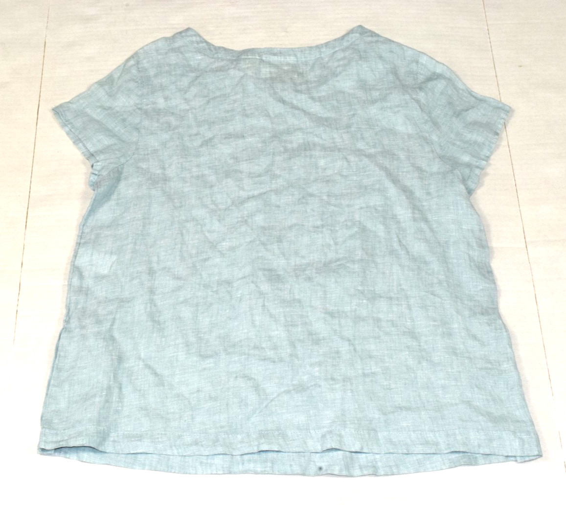 Vintage Womens Top Cynthia Rowley Size S 90s Sea Foam Linen Wooden Buttons