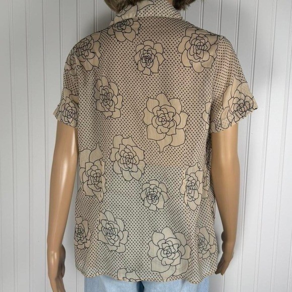 Vintage Claudia Richard sheer floral button-up blouse Small