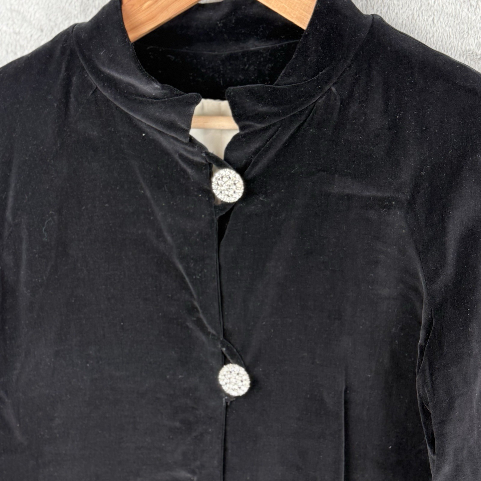 Primitive Handmade Black Velvet Opera Formal Jacket Small Old Hollywood Luxury