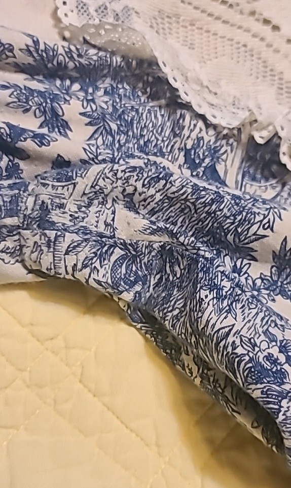 Gunne Sax Jessica Mcclintock Toile De Jouy Prarie Dress Vtg 70s Sz 9 Blue Cream