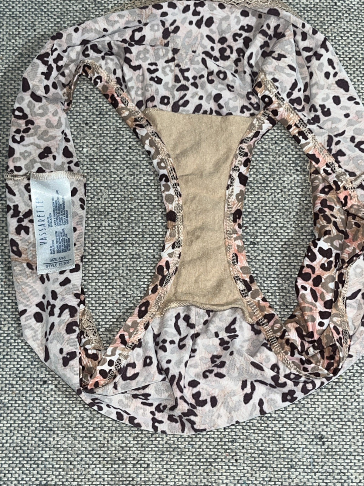 Vintage Vassarette Smooth Leopard Peach Camo Print Floral Lace Top Sissy Panties