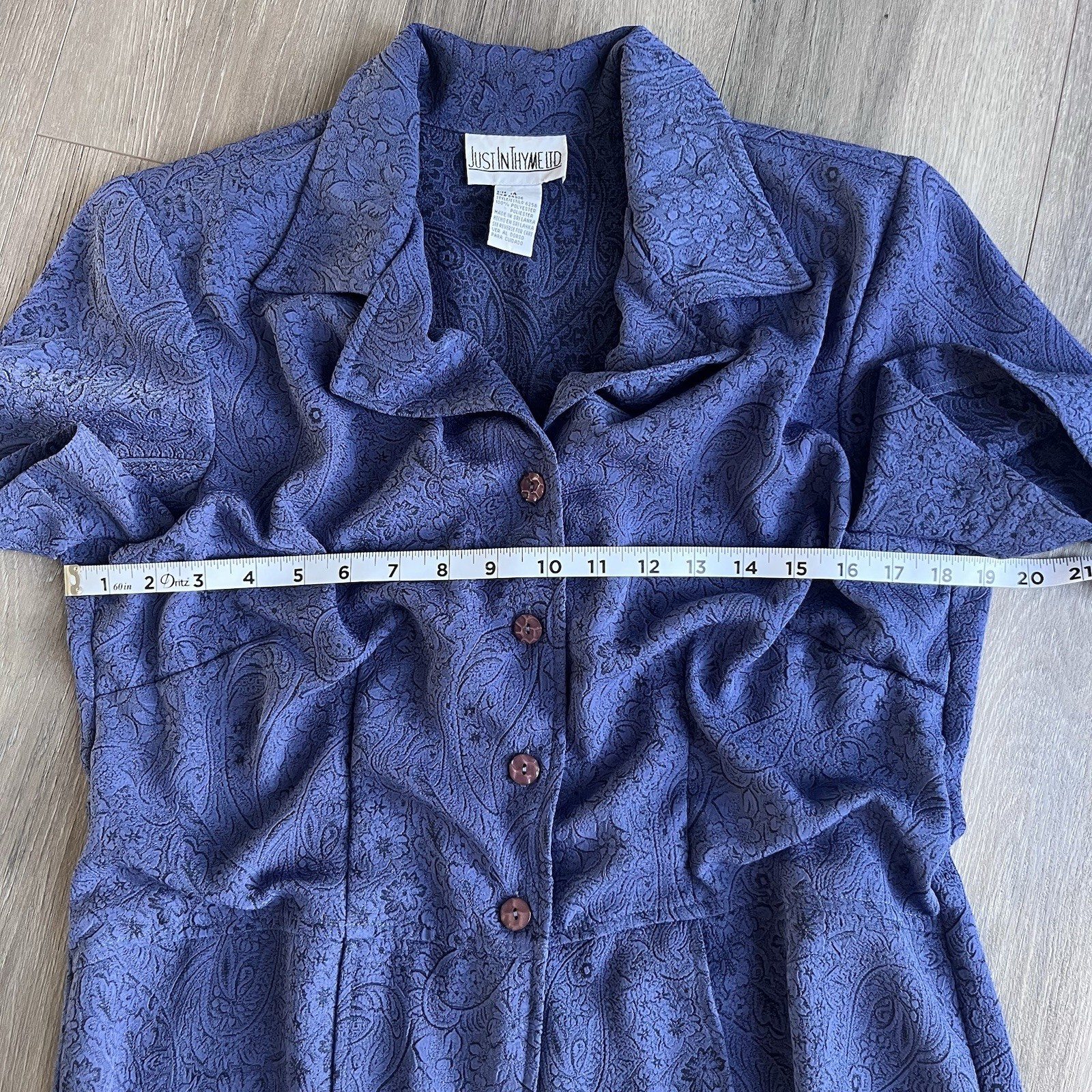 Vintage Just In Thyme LTD Paisley Jacquard Blouse Size 14 Button Front