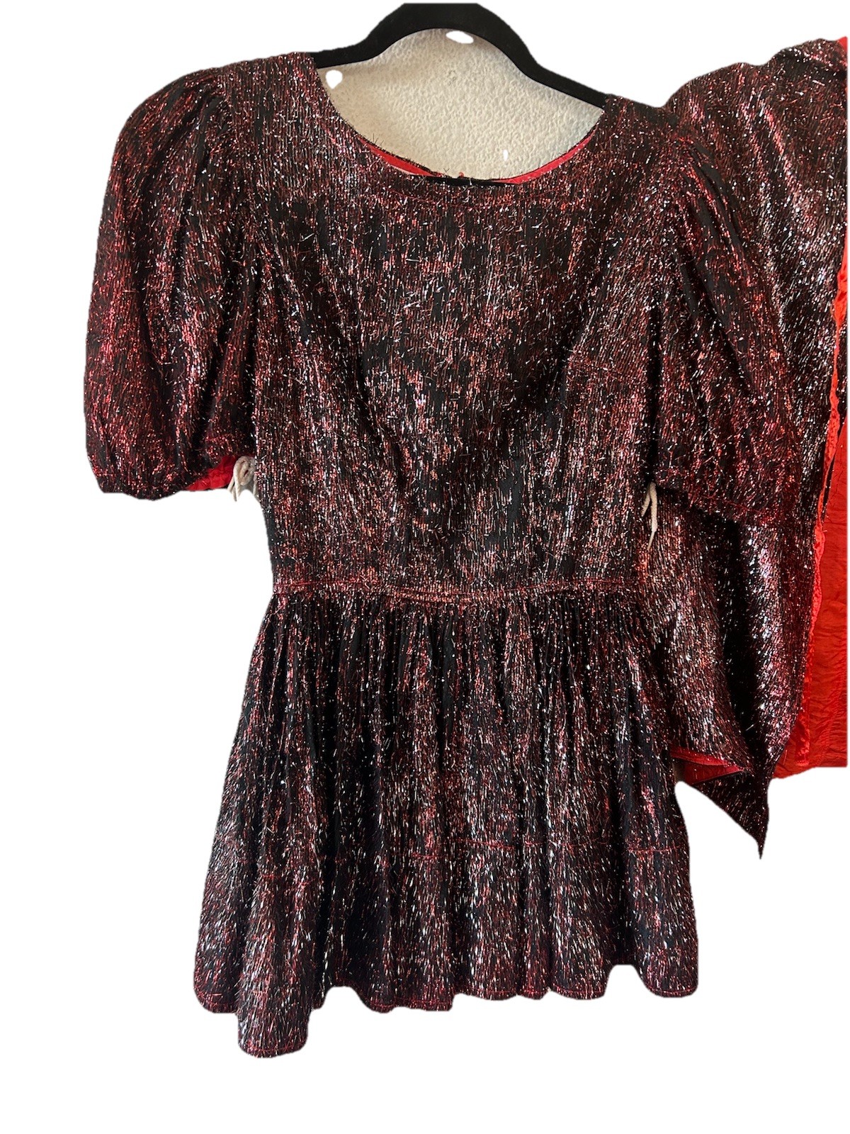 Vintage Williams Costume Metallic Mini Dress Cape Set XS/S Showgirl Burlesque