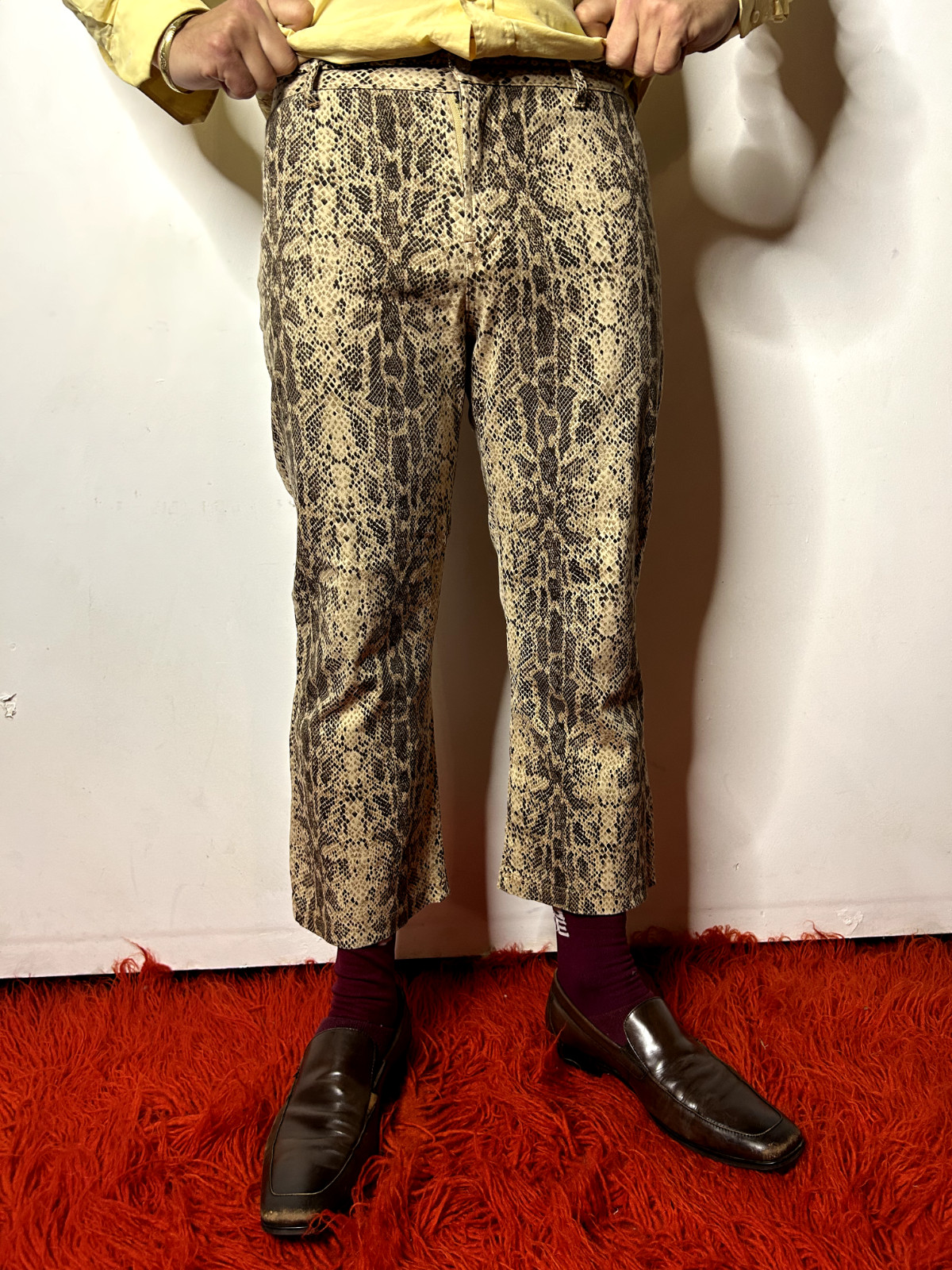 Vintage Australian WESTCO Snakeskin Print Flare Pants Glam Metal Stagewear W33/L