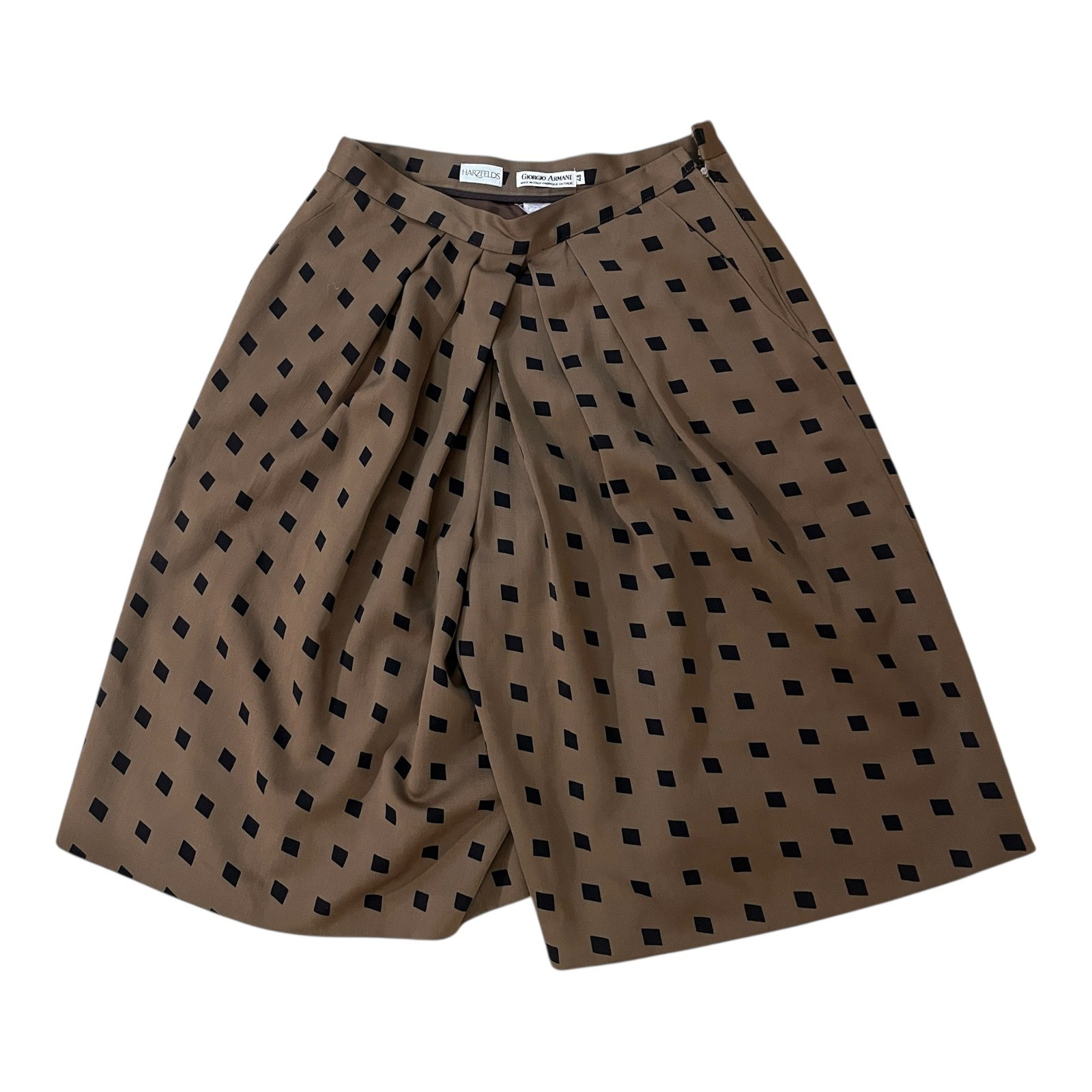 Giorgio Armani Vtg Wool Culottes Diamond Print Wide Leg Shorts IT 48 / Waist 30