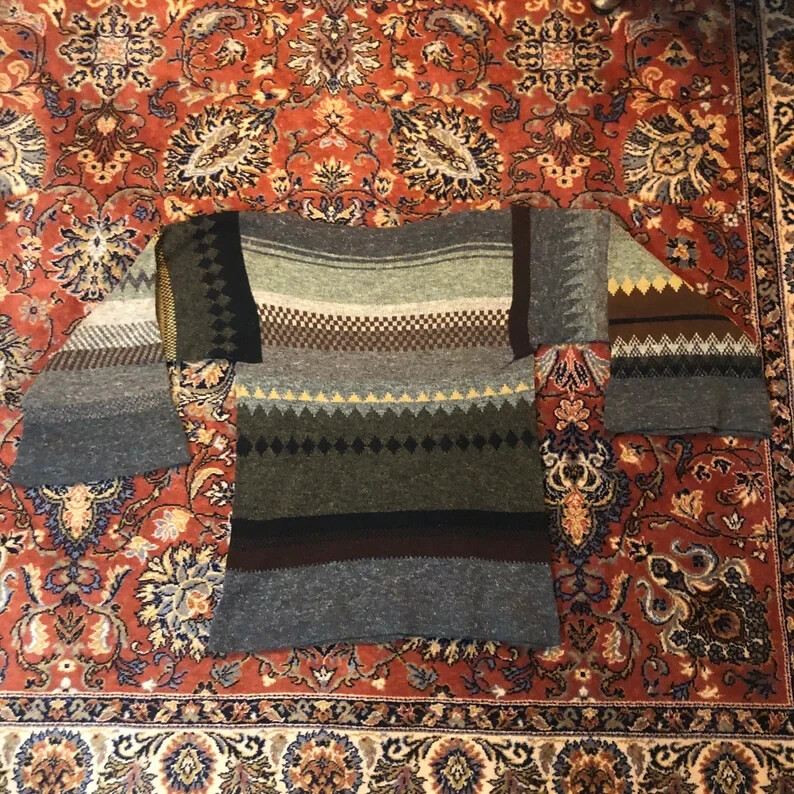 Vintage M Angela McCorqasdah Pullover Sweater Hand Frame Knitted Geometric