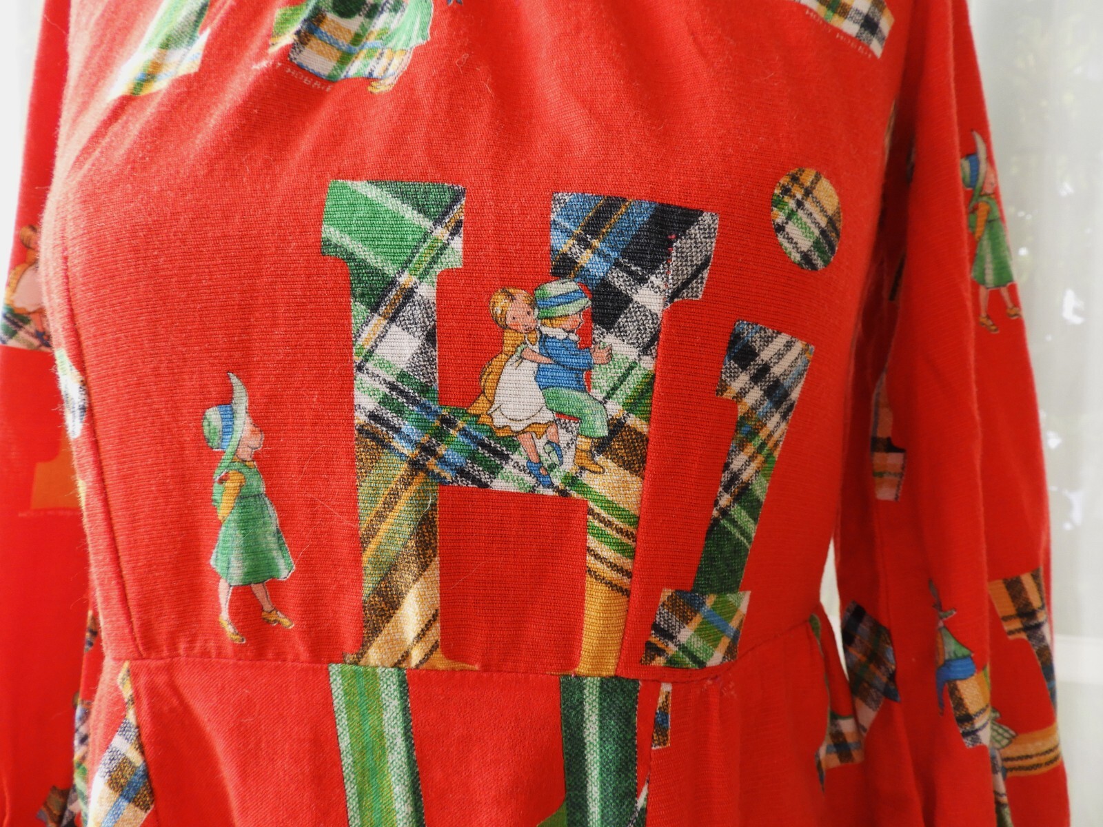 Vtg 1970’s Red Holly Hobby Pioneer Girl Praire Misses Dress sz XS