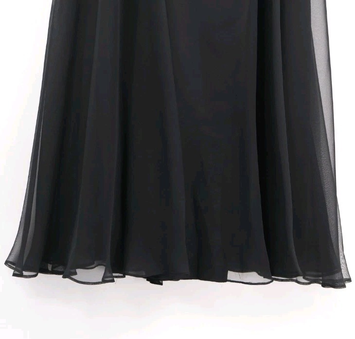 Black AFTER DARK Chiffon Lined Maxi Skirt Witchy Whimsigoth Fairy Grunge Boho 12