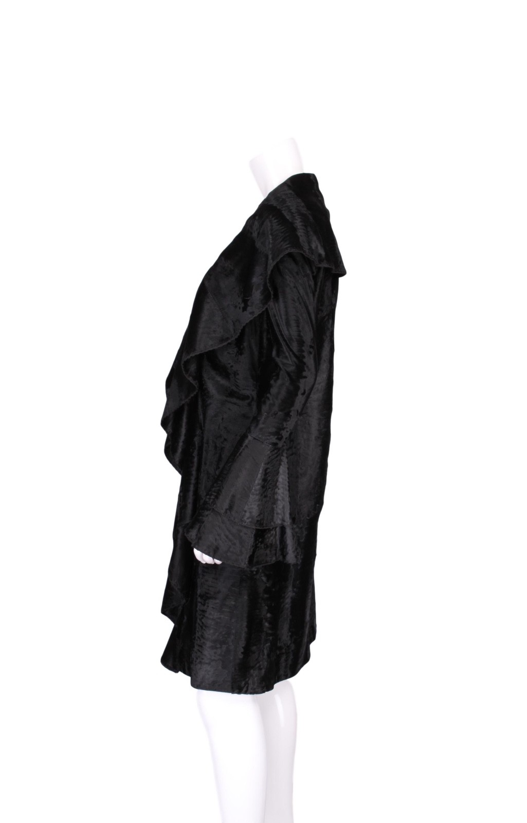DENNIS BASSO Vintage Black Russian Broadtail Fur Coat – M/L – RET. $22k