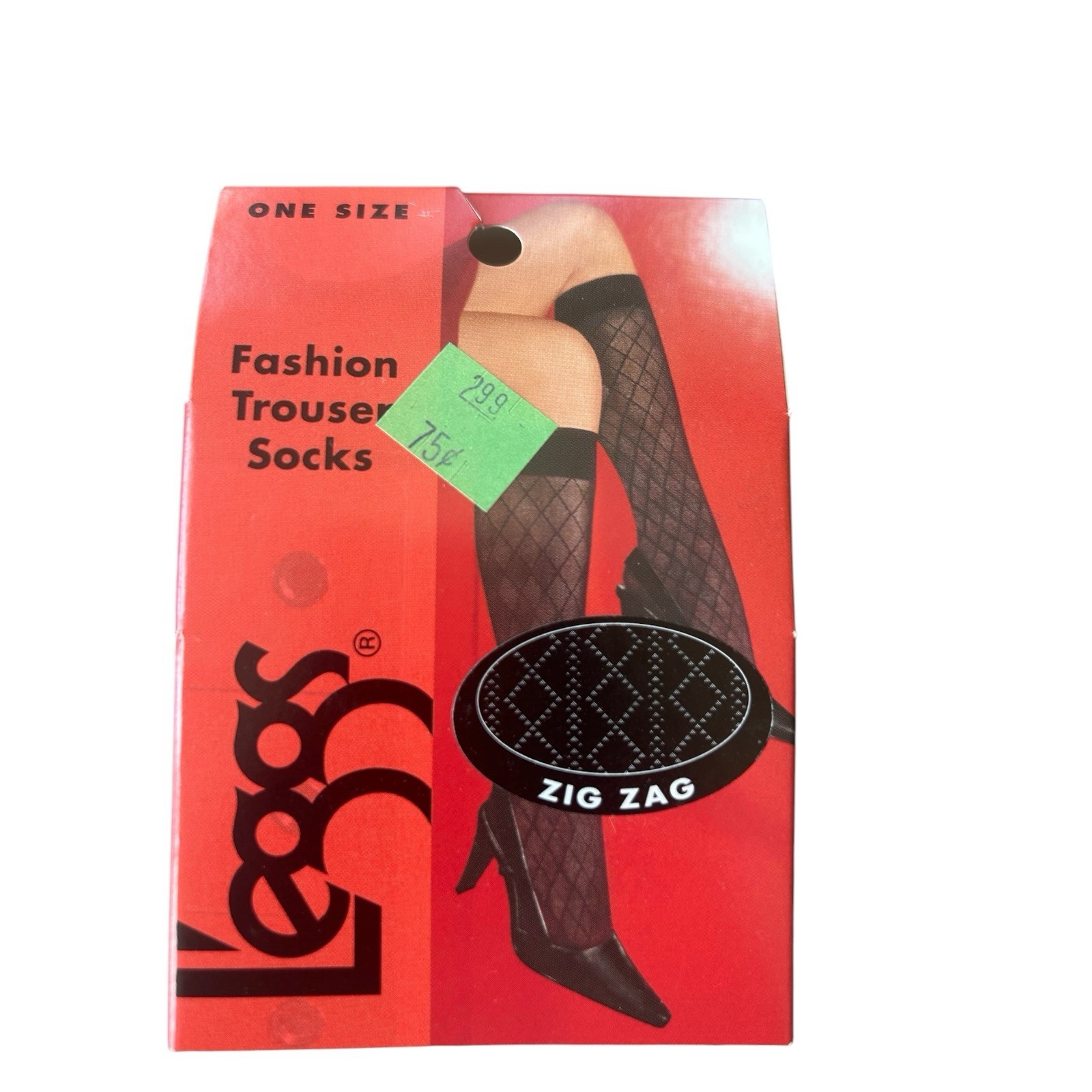 VTG 2003 L’eggs Textured Trouser Socks Nude One Size Zig Zag Design NOS