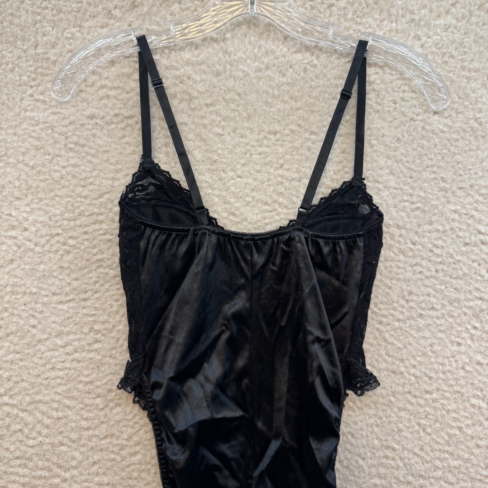 90s Y2K Vintage Black Lace Bodysuit XS Small Goth Fairy Victorian Edwardian