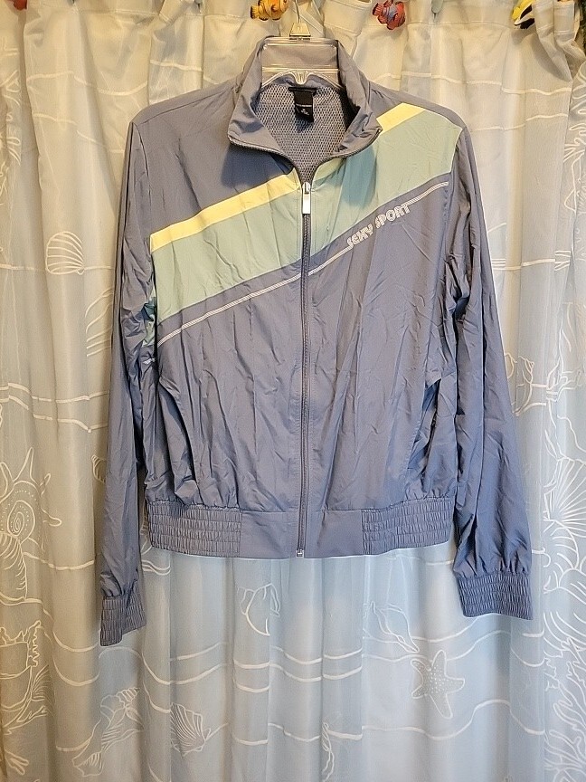 VTG Retro Gray, Yellow, Green Windbreaker Track Beach Jacket